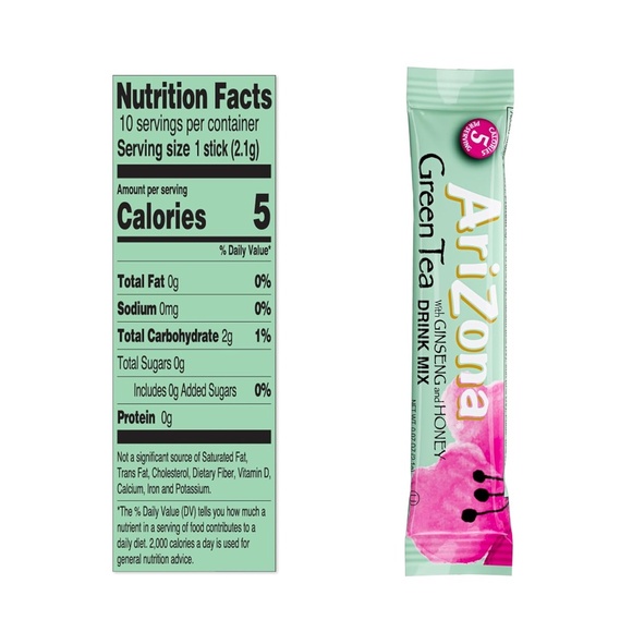 10 Boxes AriZona Green Tea with Ginseng & Honey - On-the-Go Powder Drink Mix - Picture 3 of 6